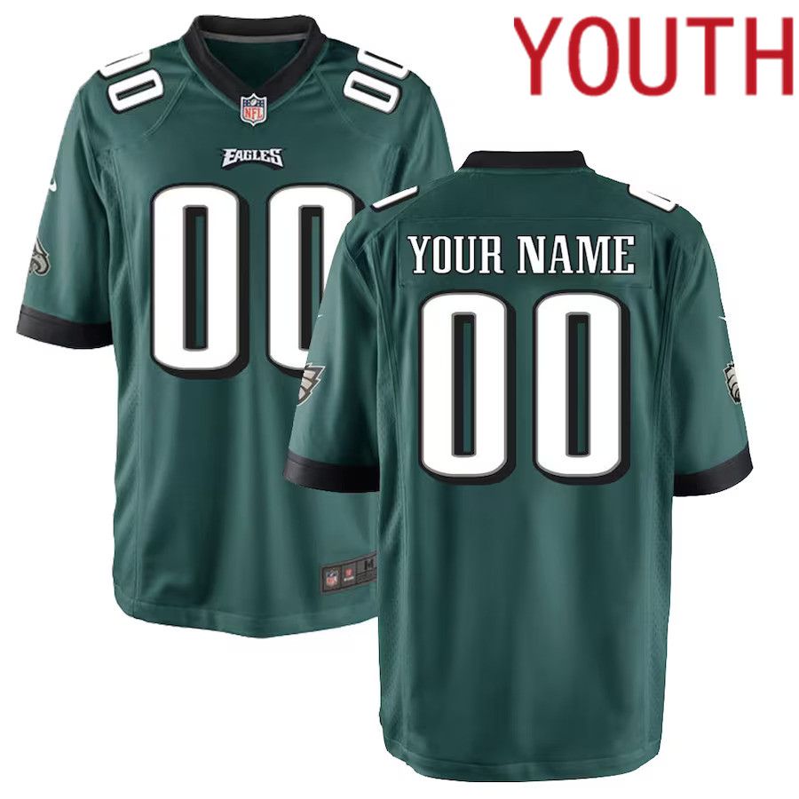 Youth Philadelphia Eagles Nike Midnight Green Custom Game NFL Jersey